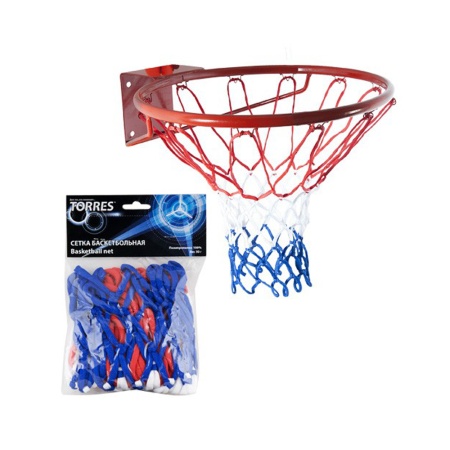Купить Сетка баскетбольная Torres, нить 4 мм, бело-сине-красная в Белаякалитве 