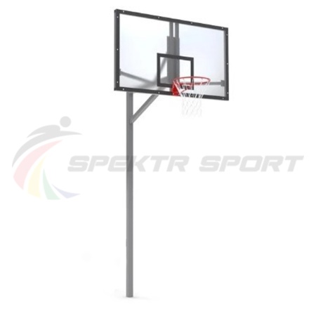 Купить Стойка баскетбольная уличная упрощенная со щитом из оргстекла, кольцом и сеткой SP D 412 в Белаякалитве 